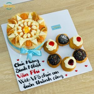 Bánh bông lan trứng muối sinh nhật trang trí theo phong cách hiện đại