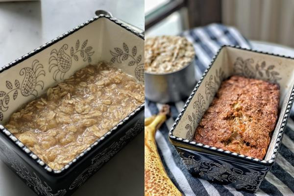 bánh chuối nướng yến mạch vàng óng đẹp mắt