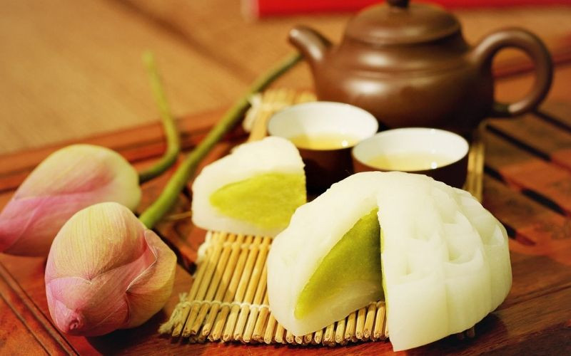 Bánh dẻo nhân đậu xanh, minh họa trọng lượng bánh trung thu và thành phần