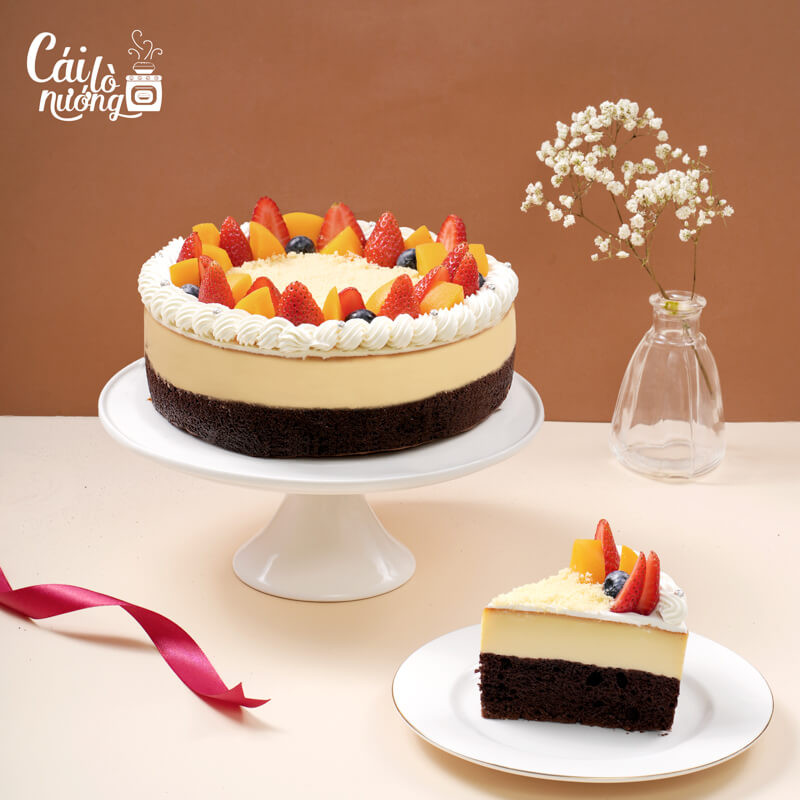 Bánh Flan Gato trái cây tổng hợp rực rỡ, món quà ý nghĩa từ tiệm bánh kem quận 1.