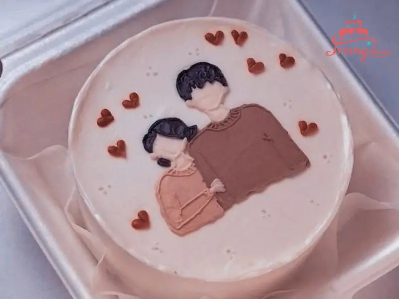 bánh kem cho ngày valentine kích thước mini với nhiều họa tiết trang trí