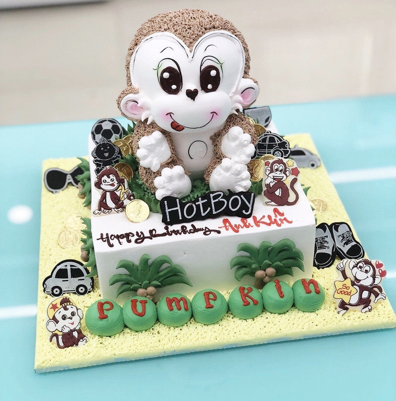 Bánh kem con khỉ 3D sống động như thật