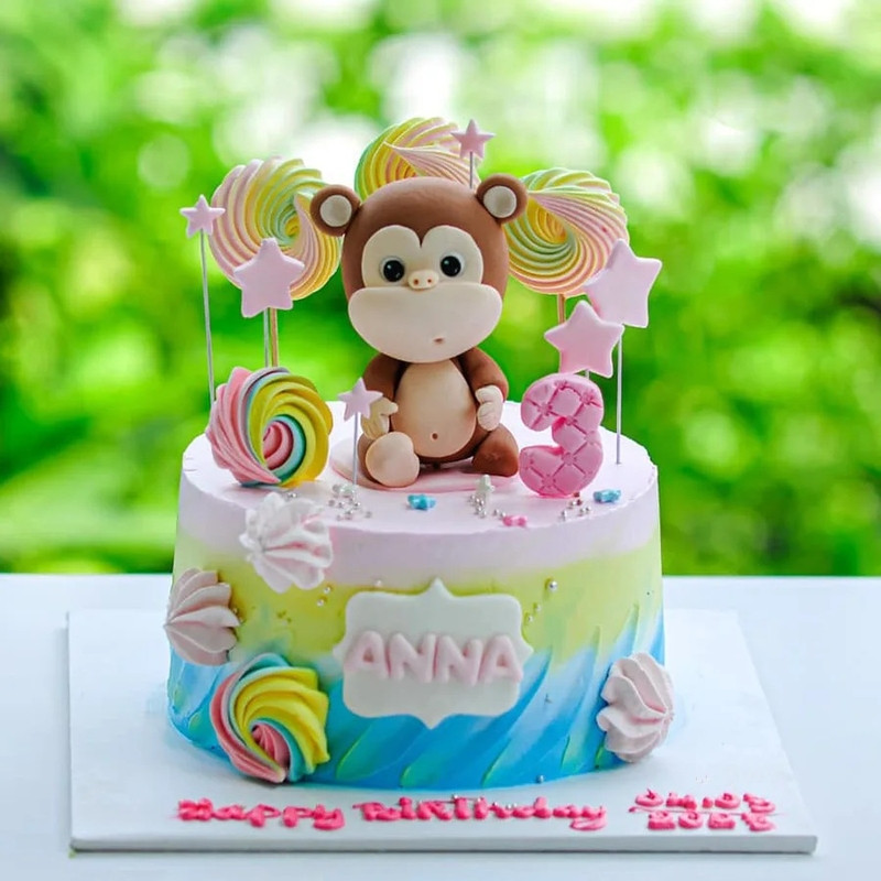 Bánh kem con khỉ ngộ nghĩnh với tạo hình đáng yêu