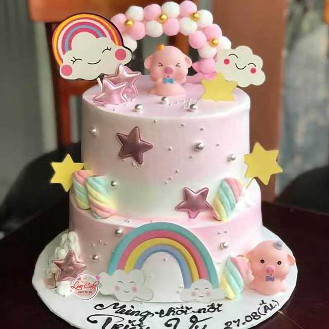 Bánh kem hình con heo 2 tầng dành cho bé trai