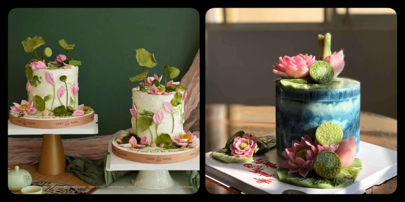 Bánh kem hoa sen 3D rực rỡ và sống động
