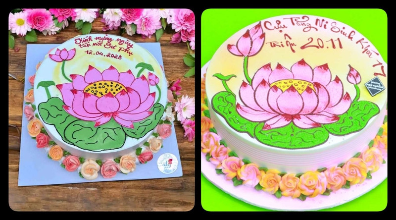 Bánh kem hoa sen trắng thanh khiết với thiết kế cổ điển