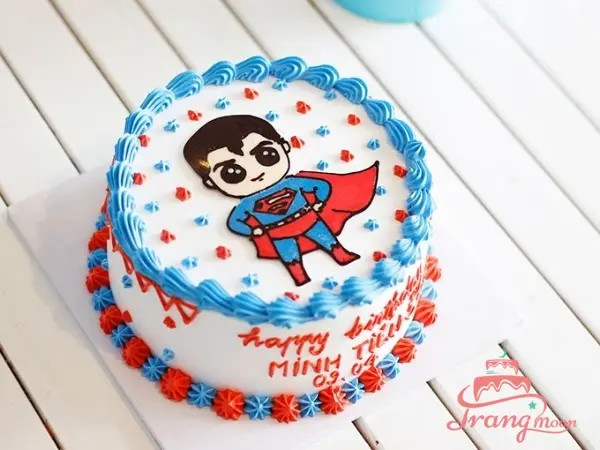 Bánh kem siêu nhân Captain America cho bé trai 1 tuổi mạnh mẽ