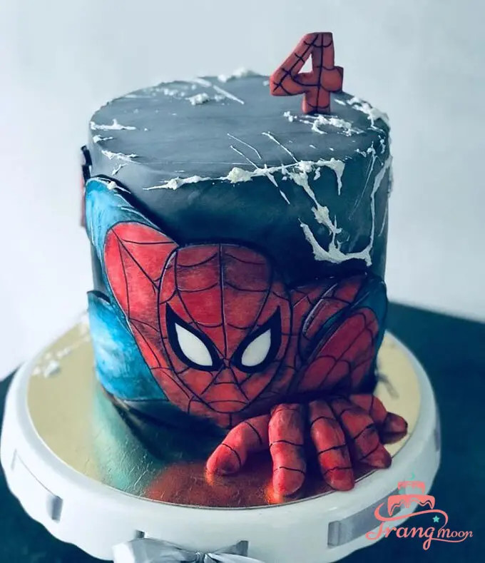 Bánh kem siêu nhân nhện tạo hình fondant