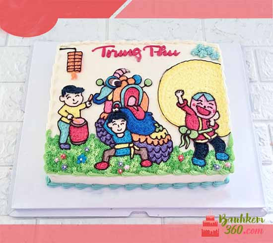 Bánh kem Trung Thu hình múa lân truyền thống