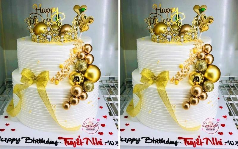 Bánh kem vương miện 2 tầng tráng lệ