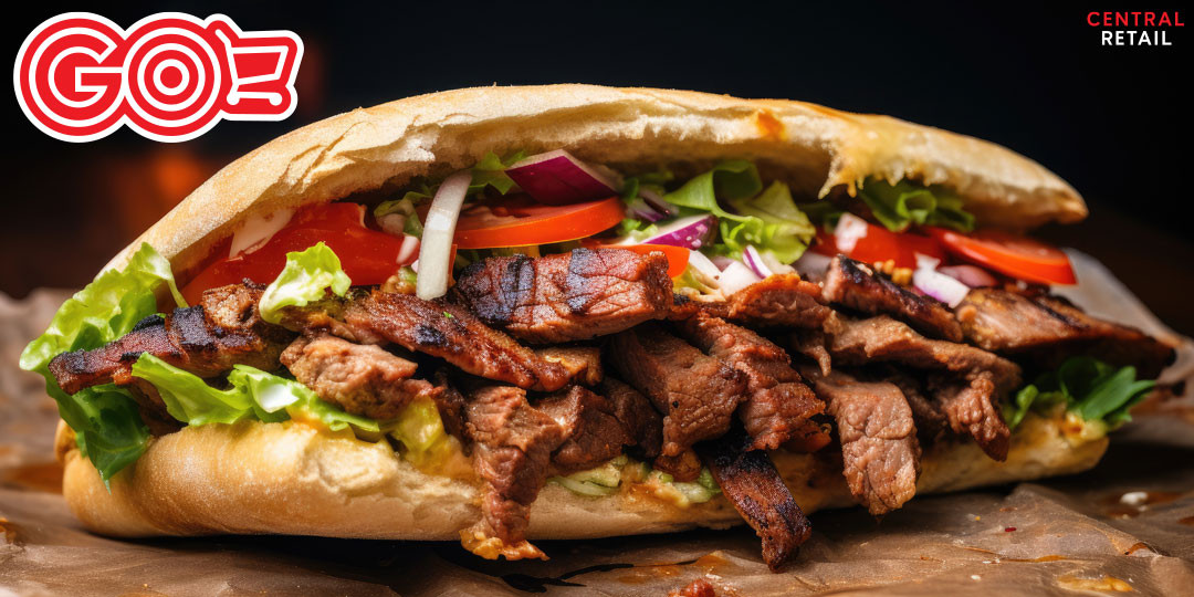 Bánh mì Kebab với vỏ bánh tam giác và nhân thịt nướng