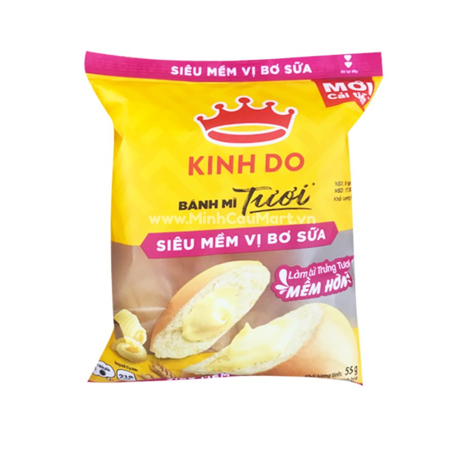 Bánh mì ngọt Kinh Đô nhân bơ sữa mềm mịn, hương thơm hấp dẫn