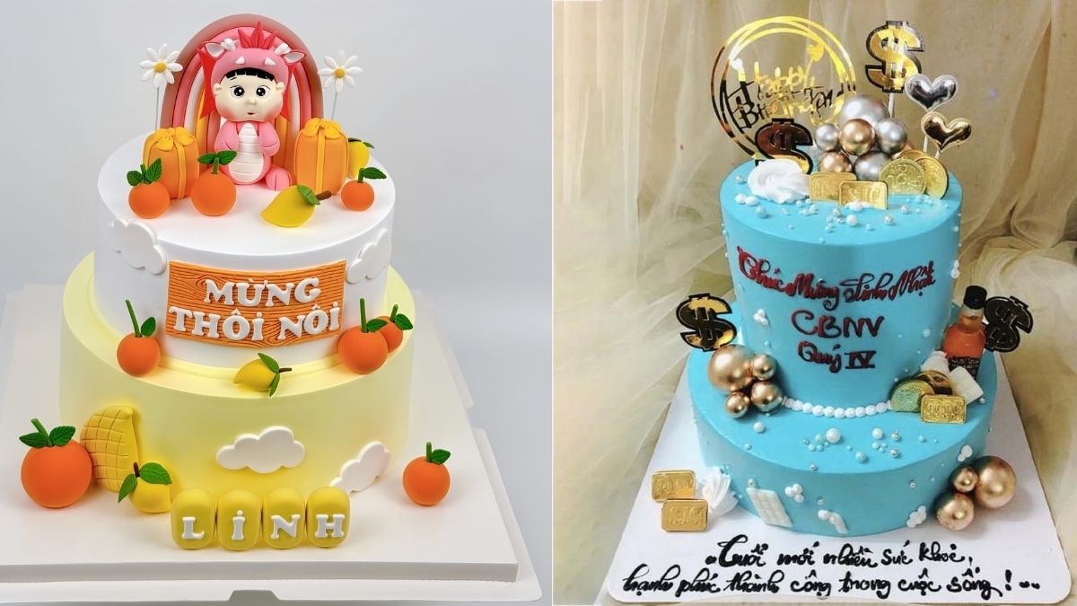 Bánh sinh nhật 2 tầng ấn tượng