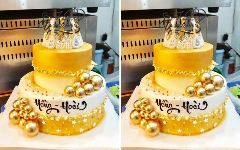 Bánh sinh nhật vương miện vàng lấp lánh
