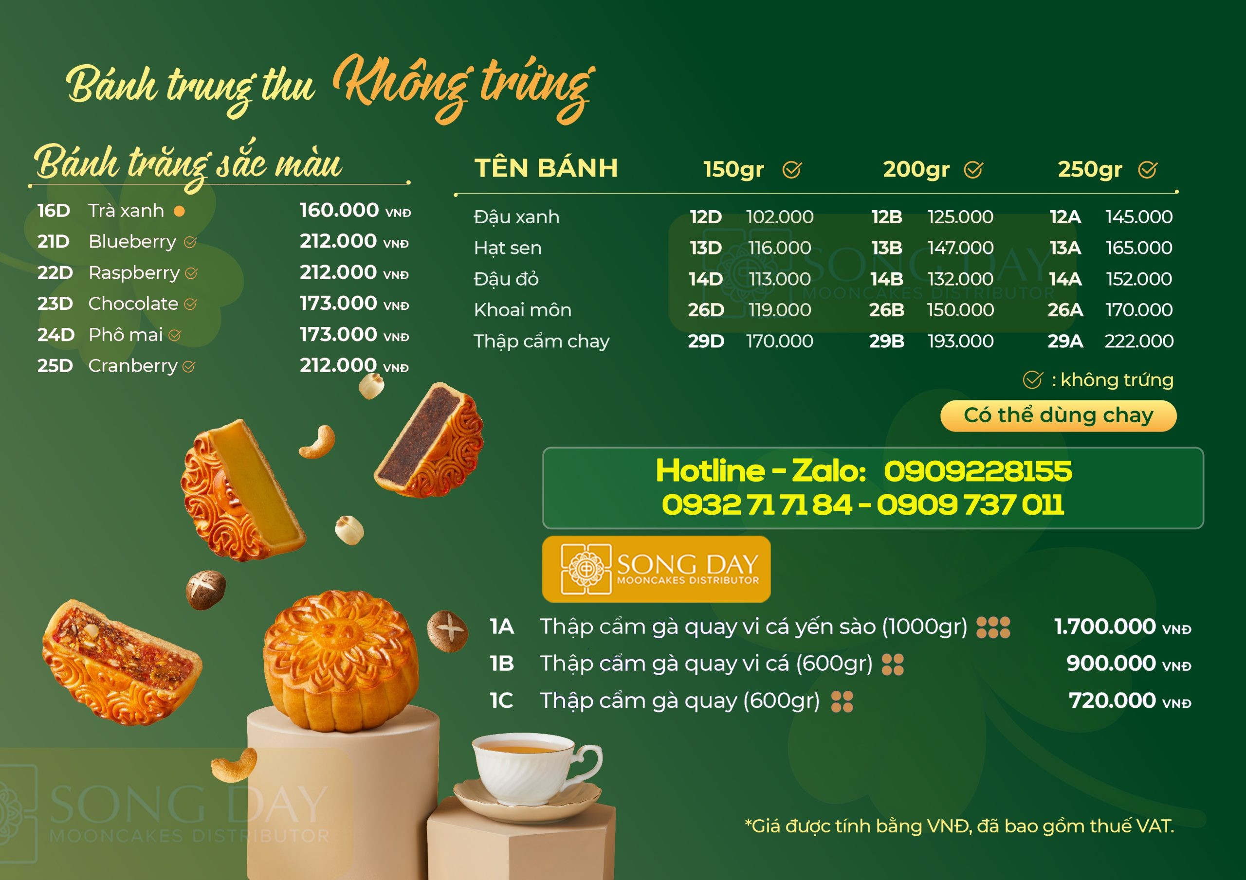 Các loại bánh trung thu Givral không trứng dành cho người ăn chay