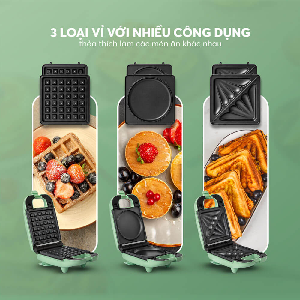 Các loại vỉ nướng đa năng kèm theo máy ép bánh mì cho nhiều món ngon