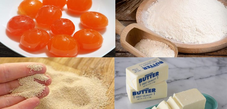 Các nguyên liệu cơ bản để làm bánh bao kim sa trứng muối tại nhà