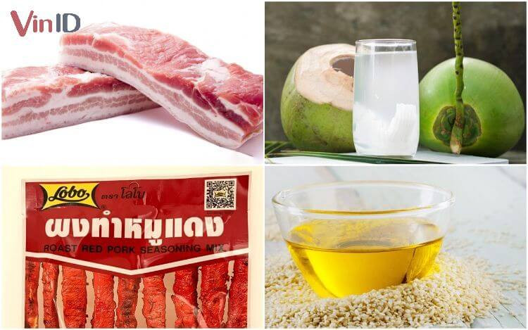 Các nguyên liệu tươi ngon để chuẩn bị cho công thức sốt bánh mì xá xíu đậm đà