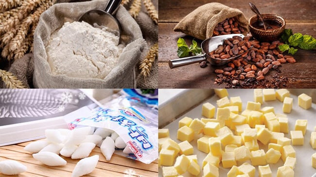 Chuẩn bị nguyên liệu làm bánh kem socola cho bé