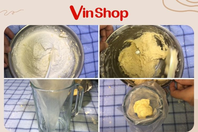Đánh trộn hỗn hợp bơ làm bánh quy trong tô