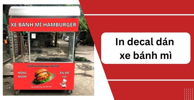 Decal dán xe bánh mì với thiết kế tươi sáng, màu vàng chủ đạo, thu hút ánh nhìn trên đường phố.