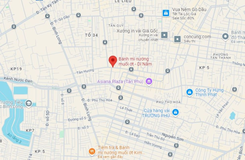 Địa chỉ quán bánh mì nướng muối ớt Dì Năm tại Tân Phú, Sài Gòn