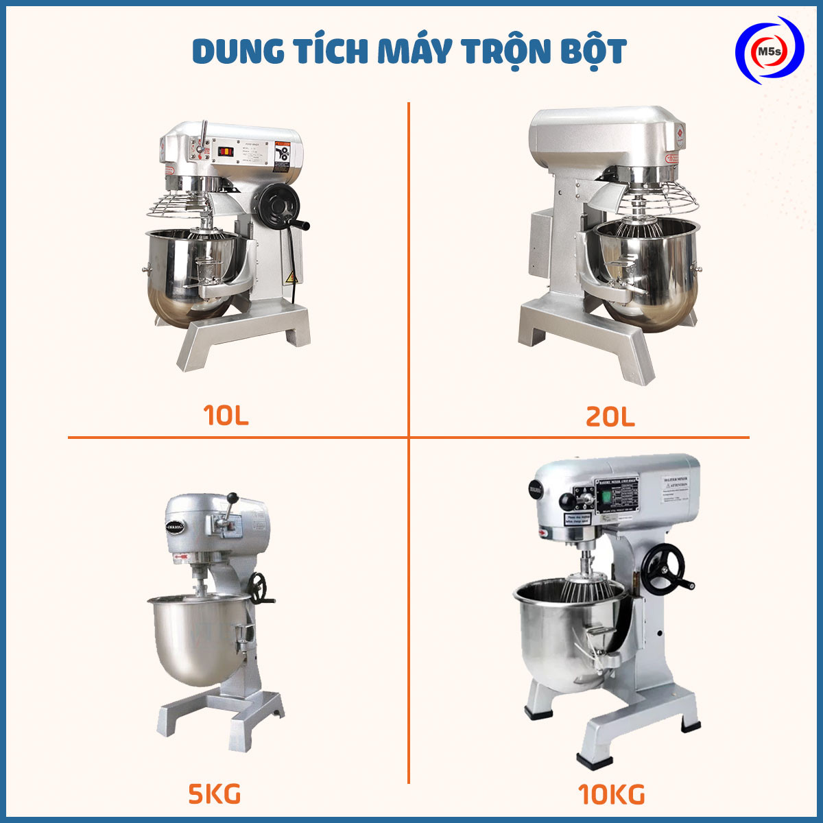 Dung tích các loại máy trộn bột