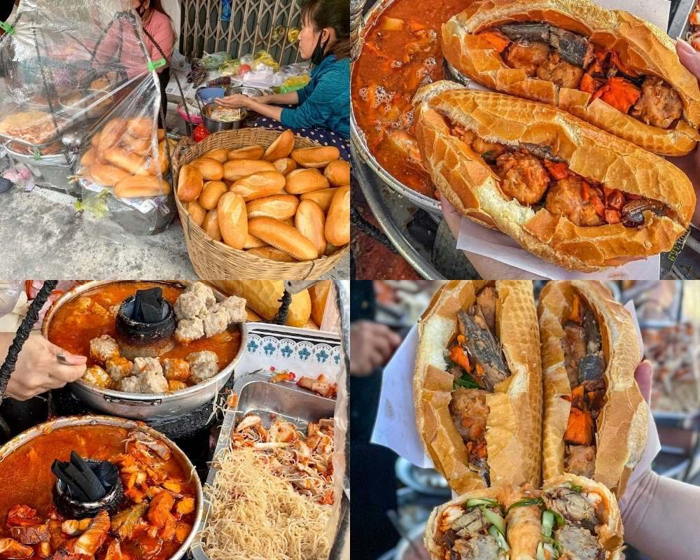 Gánh bánh mì xíu mại truyền thống luôn đông đúc