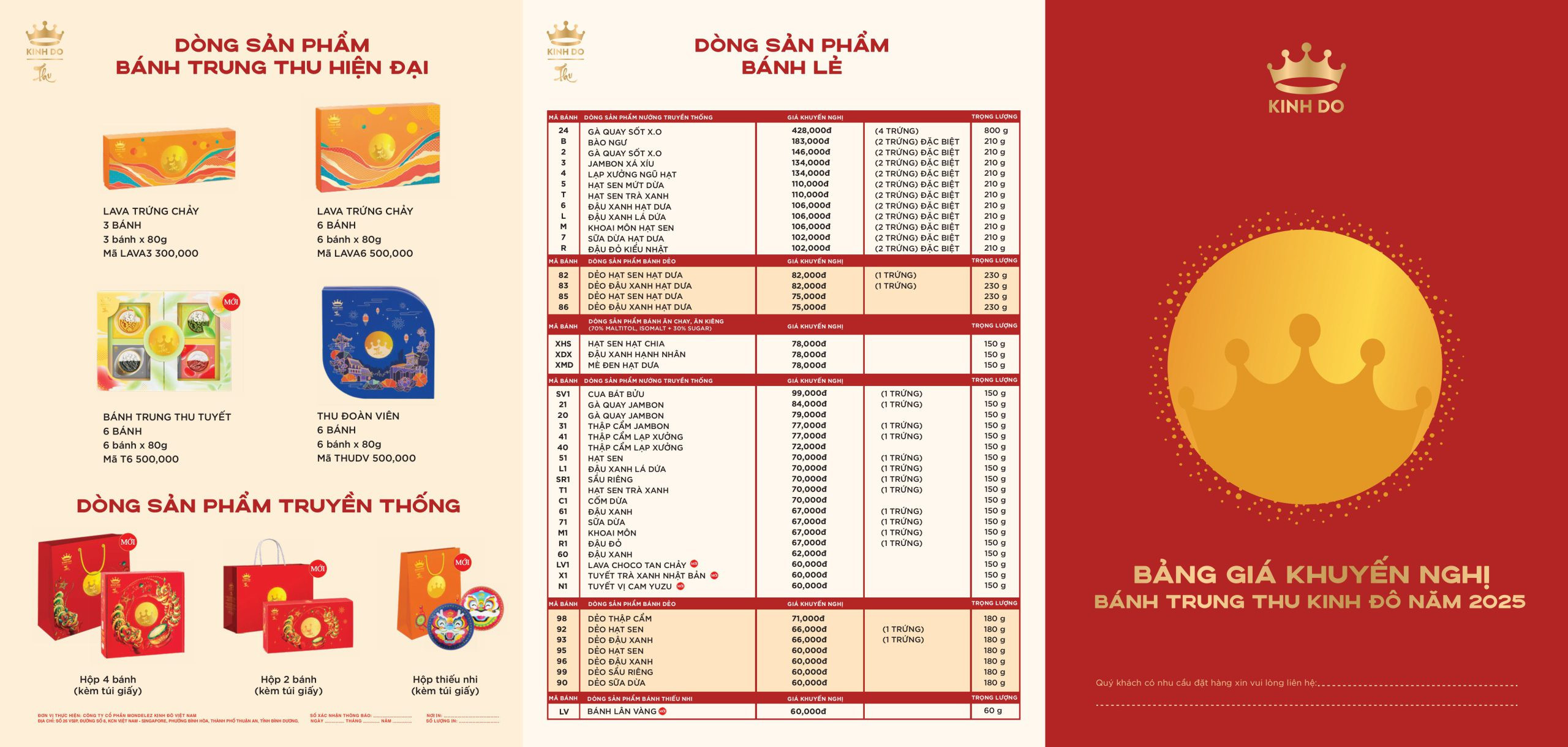 Hình ảnh brochure bánh trung thu Kinh Đô 2024 với đa dạng hương vị