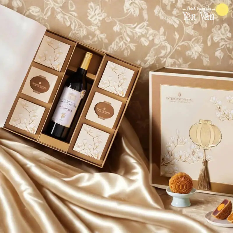 Hộp bánh trung thu cao cấp InterContinental Landmark 72 kèm rượu vang Pháp
