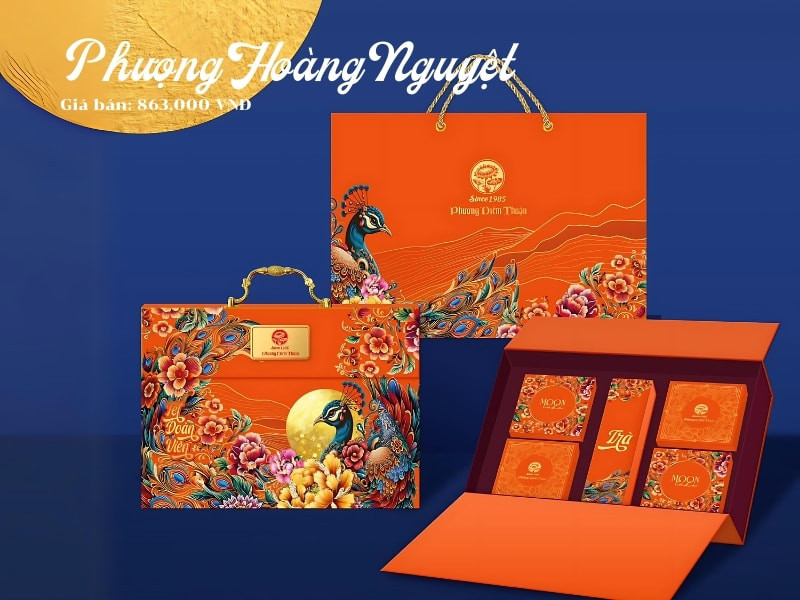Hộp Phượng Hoàng Nguyệt mang biểu tượng quyền quý của bánh trung thu Diêm Thuận