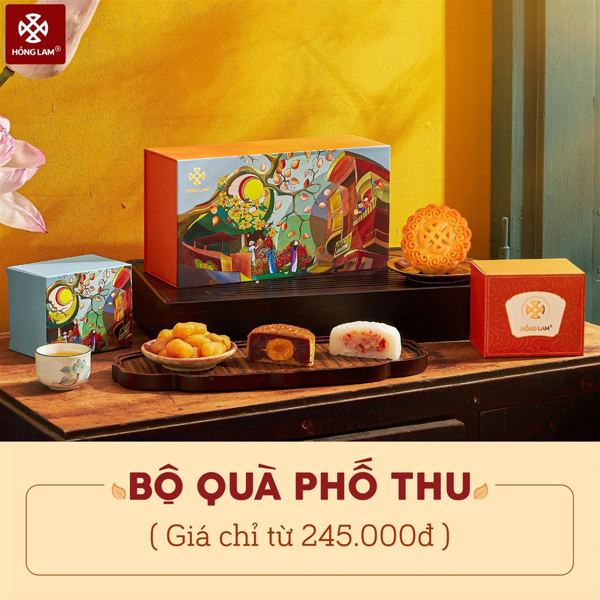 Hộp quà tặng bánh trung thu Phố Thu đơn giản nhưng tinh tế, phù hợp làm quà biếu