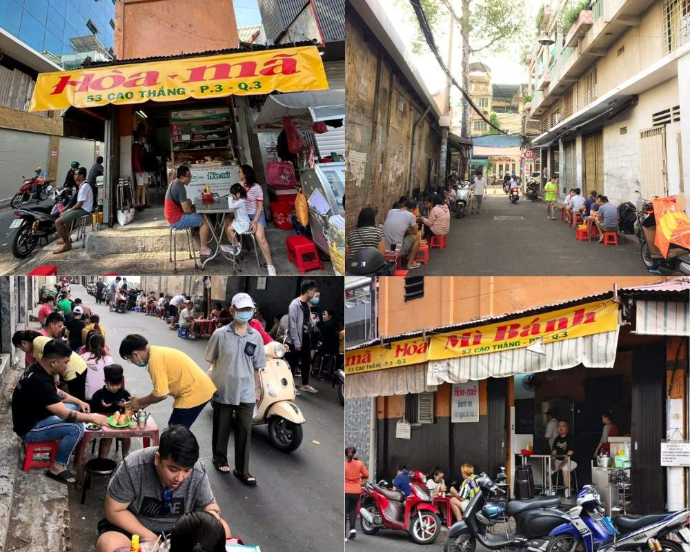 Không gian quán bánh mì chảo Hòa Mã gợi nhớ Sài Gòn xưa