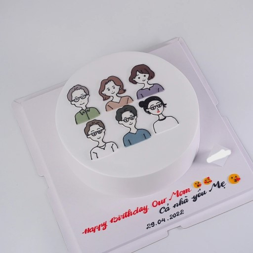 Máº«u bÃ¡nh sinh nháº­t váº½ gia Ä‘Ã¬nh 6 ngÆ°á»i