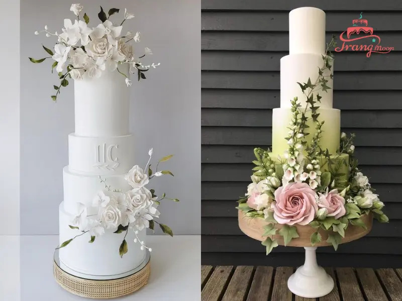 Mẫu bánh kem đám cưới cao tầng lộng lẫy, phù hợp tiệc quy mô lớn