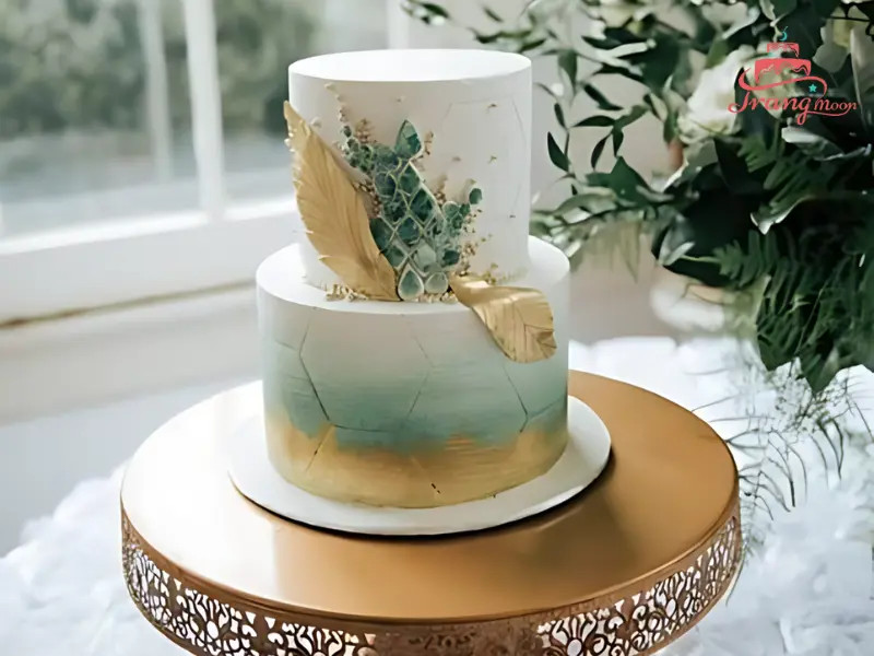 Mẫu bánh kem đám cưới phong cách Mid-Century hiện đại với gam màu pastel