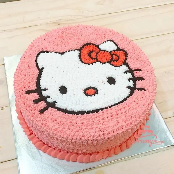 Mẫu bánh kem Hello Kitty đẹp với thiết kế đơn giản nhưng đáng yêu cho bé gái