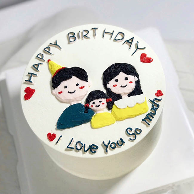 Mẫu bánh kem sinh nhật cho ba trang trí hình ảnh gia đình ấm áp