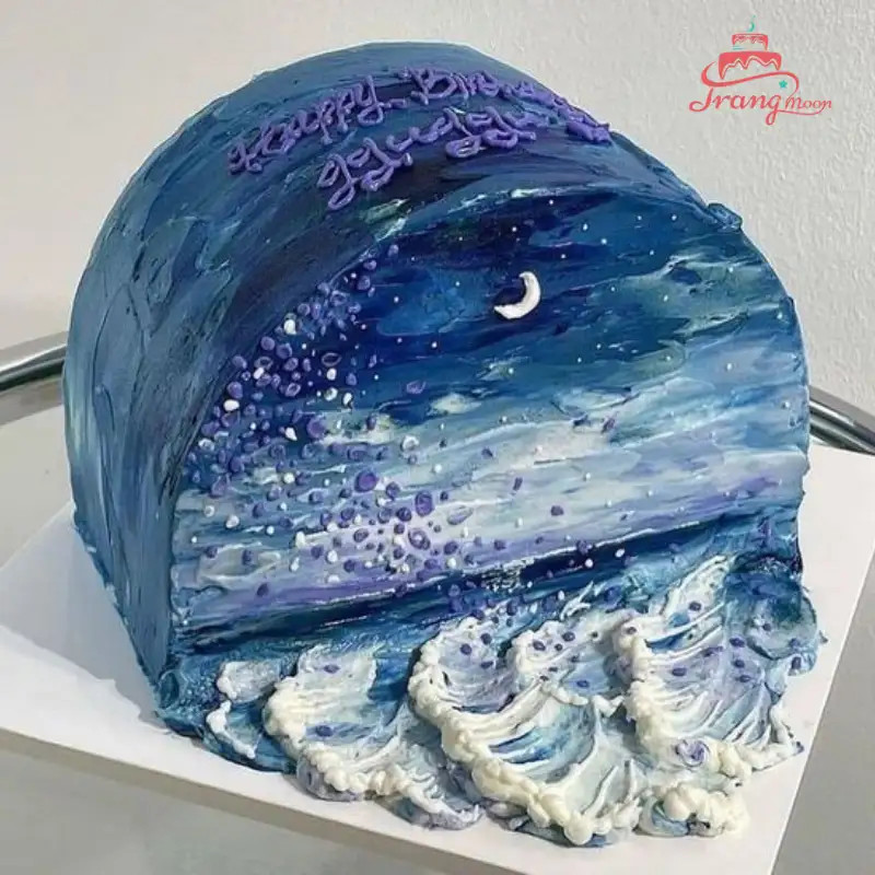 mẫu bánh kem xanh dương pastel kiểu Hàn tinh tế