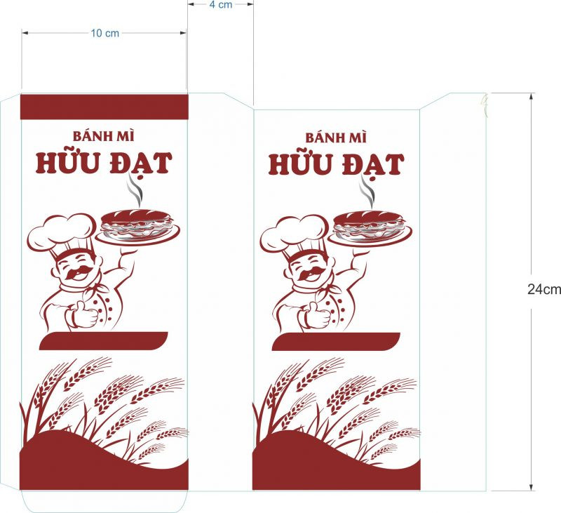 Mẫu bao bì giấy bánh mì màu nâu tự nhiên, thân thiện môi trường