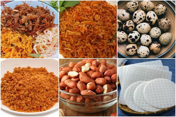 Nguyên liệu chuẩn bị cho bánh tráng trộn Tây Ninh