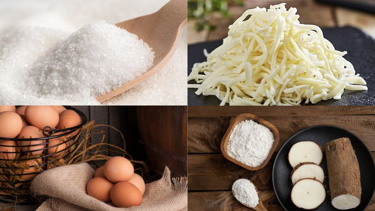 Nguyên liệu chuẩn bị cho cách làm bánh phô mai dẻo thơm ngon