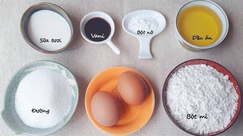 Nguyên liệu cơ bản làm bánh bông lan hình thú