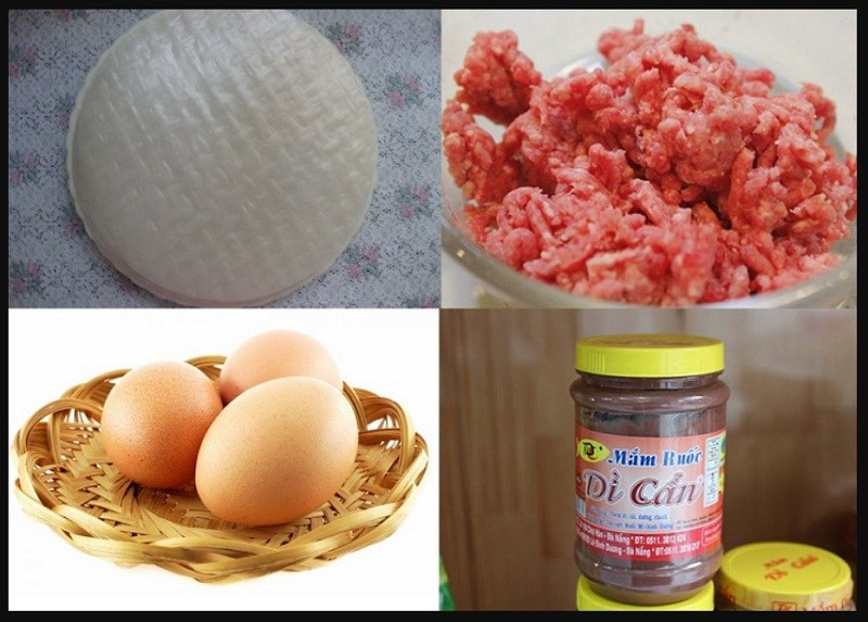 Nguyên liệu đầy đủ để làm bánh tráng mắm ruốc tại nhà
