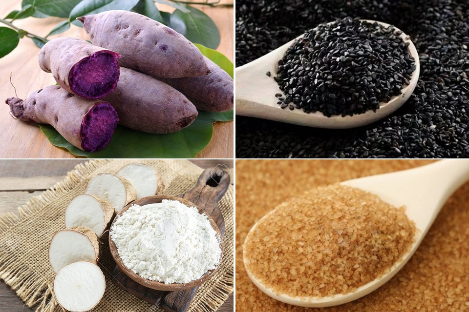 Nguyên liệu làm bánh khoai lang chiên phồng