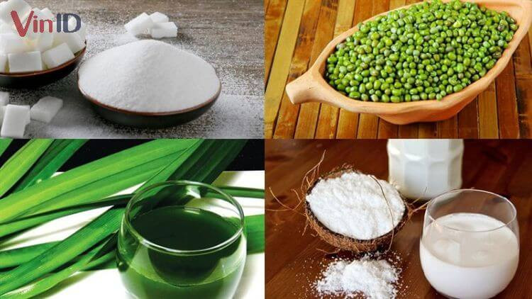 Nguyên liệu làm bánh nậm Huế nhân đậu xanh thanh đạm