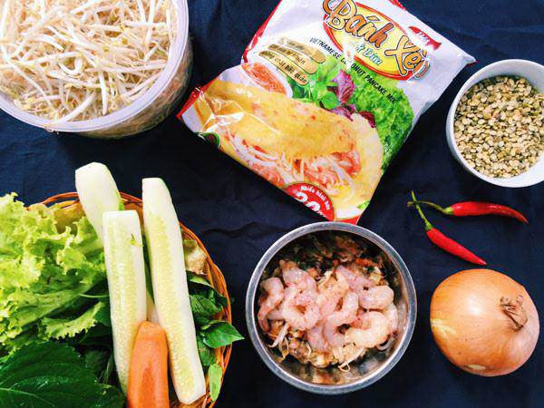 Nguyên liệu làm bánh xèo miền Bắc