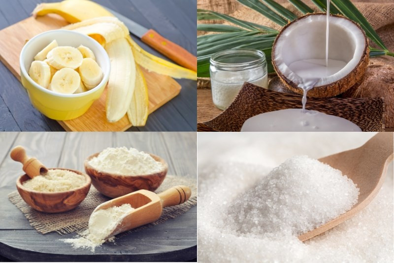 Nguyên liệu món ăn bánh chuối hấp bột gạo