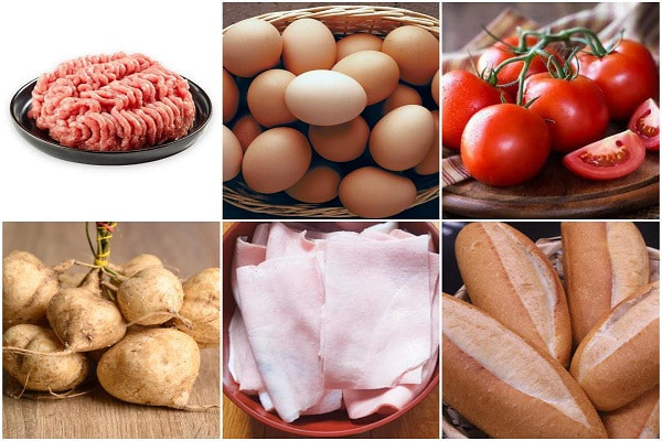 Nguyên liệu tươi ngon để làm món xíu mại ăn bánh mì tại nhà