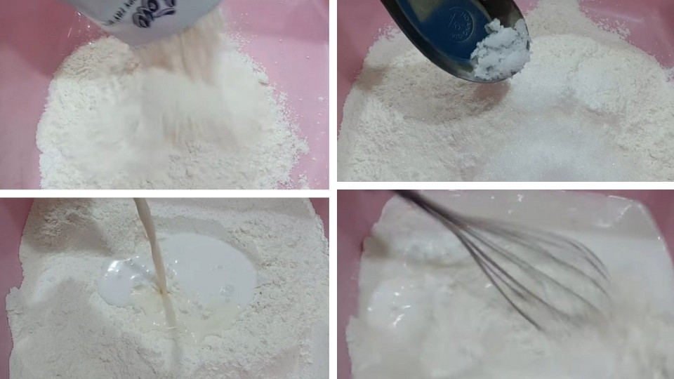 Pha bột làm bánh khoai lang chiên